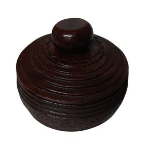 Handcrafted Tuareg Leather Lidded Bowl